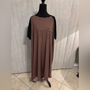 3XL LuLaRoe Carly Hi Low Dress Pink Black Stripes